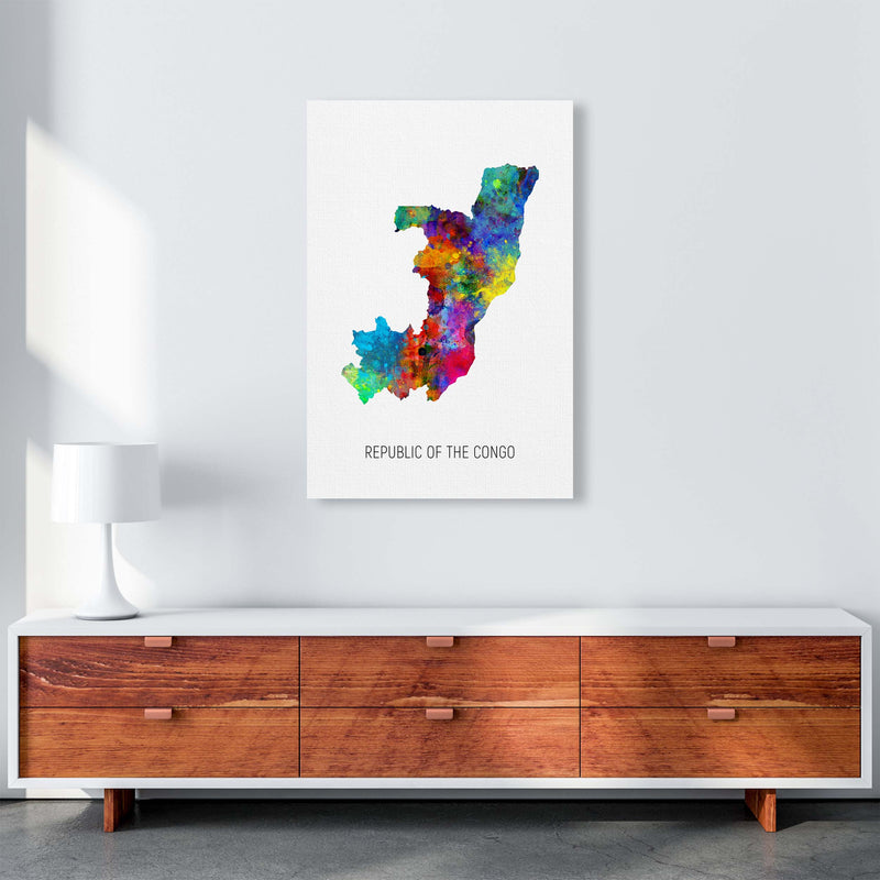 Republic Of The Congo Watercolour Map  by Michael Tompsett A1 Canvas