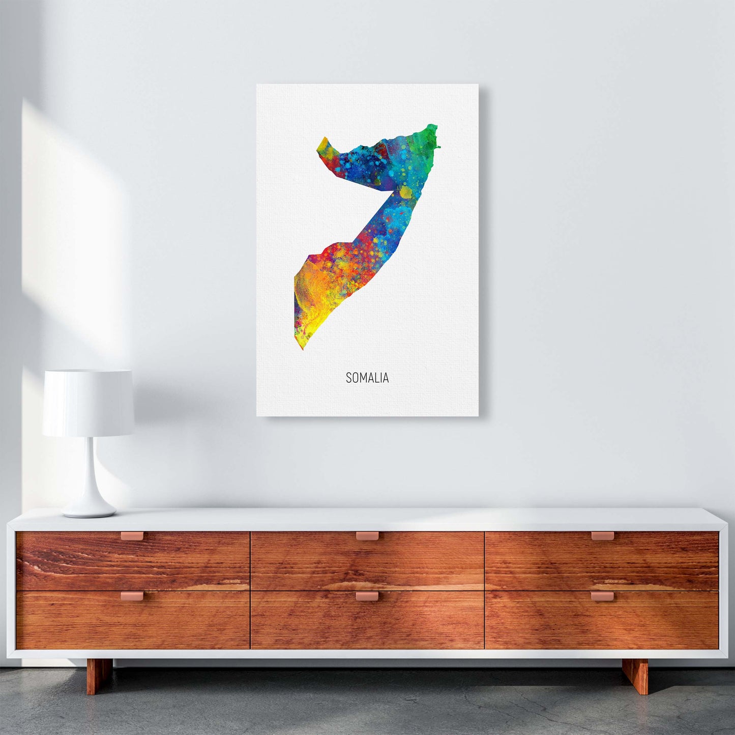 Somalia Watercolour Map Art Print by Michael Tompsett A1 Canvas