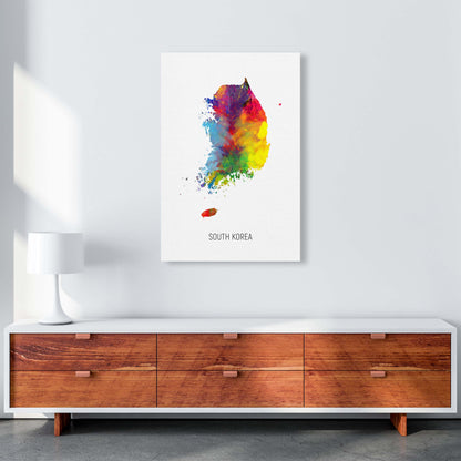 South Korea Watercolour Map Art Print by Michael Tompsett A1 Canvas