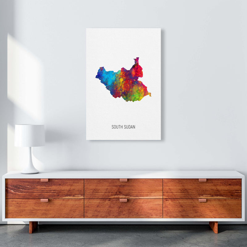 South Sudan Watercolour Map Art Print by Michael Tompsett A1 Canvas