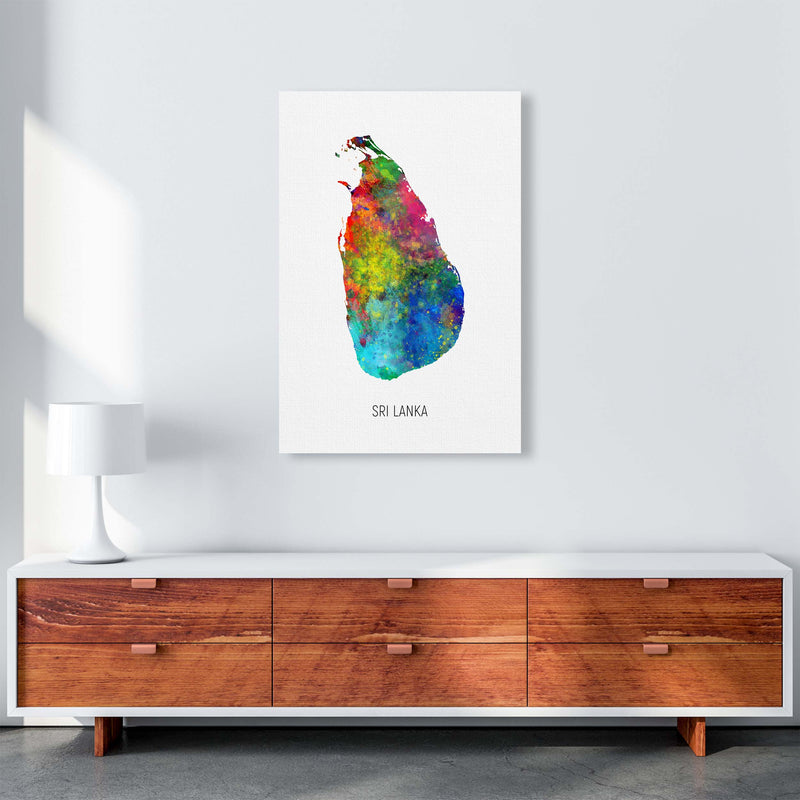 Sri Lanka Watercolour Map Art Print by Michael Tompsett A1 Canvas