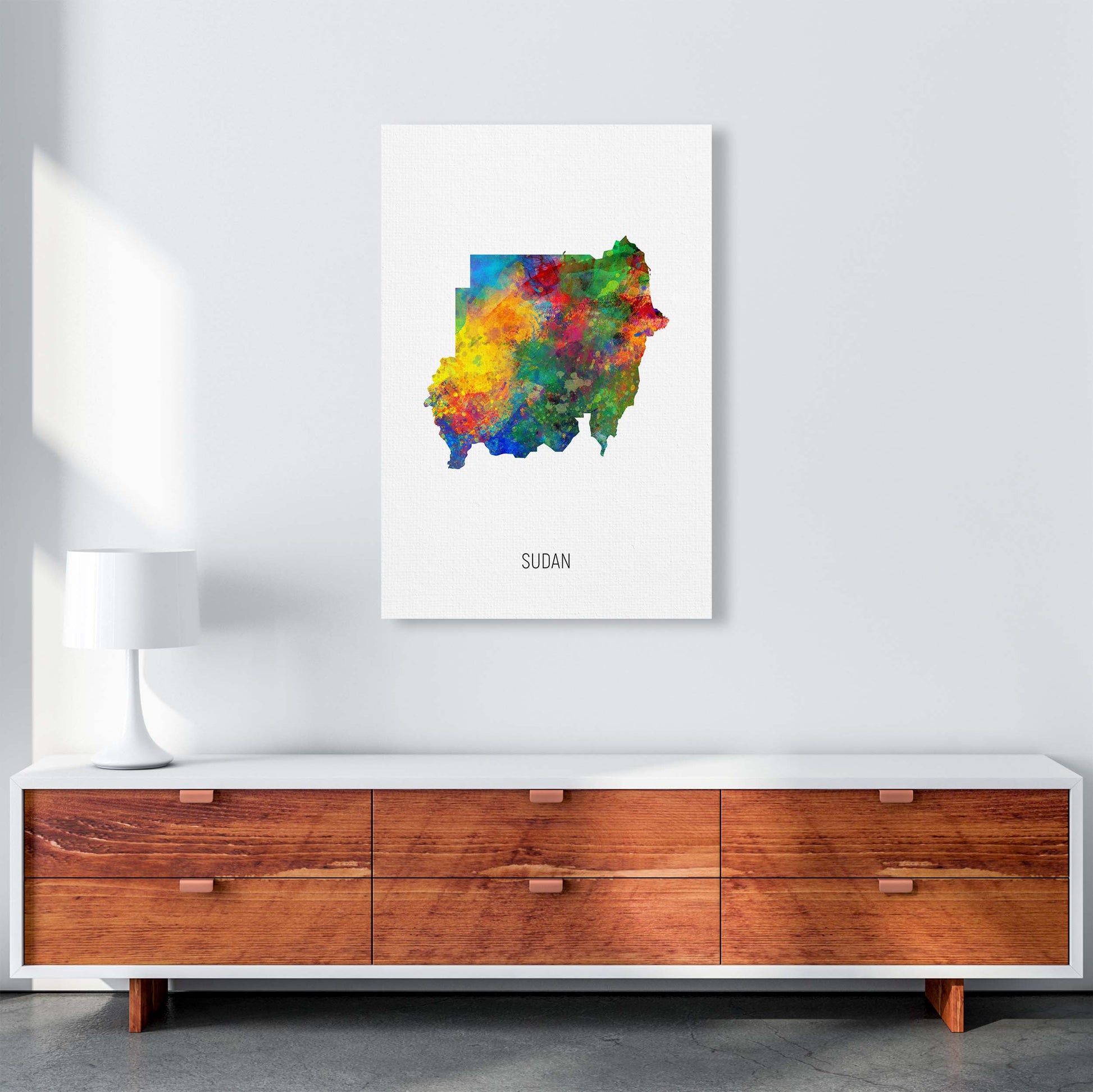 Sudan Watercolour Map Art Print by Michael Tompsett A1 Canvas