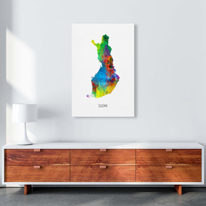 Suomi Watercolour Map Art Print by Michael Tompsett A1 Canvas