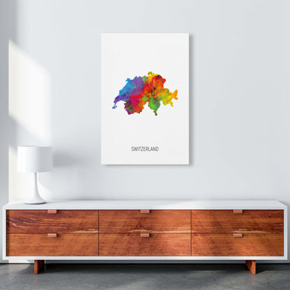 Switzerland Watercolour Map Art Print by Michael Tompsett A1 Canvas