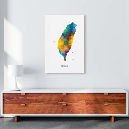 Taiwan Watercolour Map Art Print by Michael Tompsett A1 Canvas