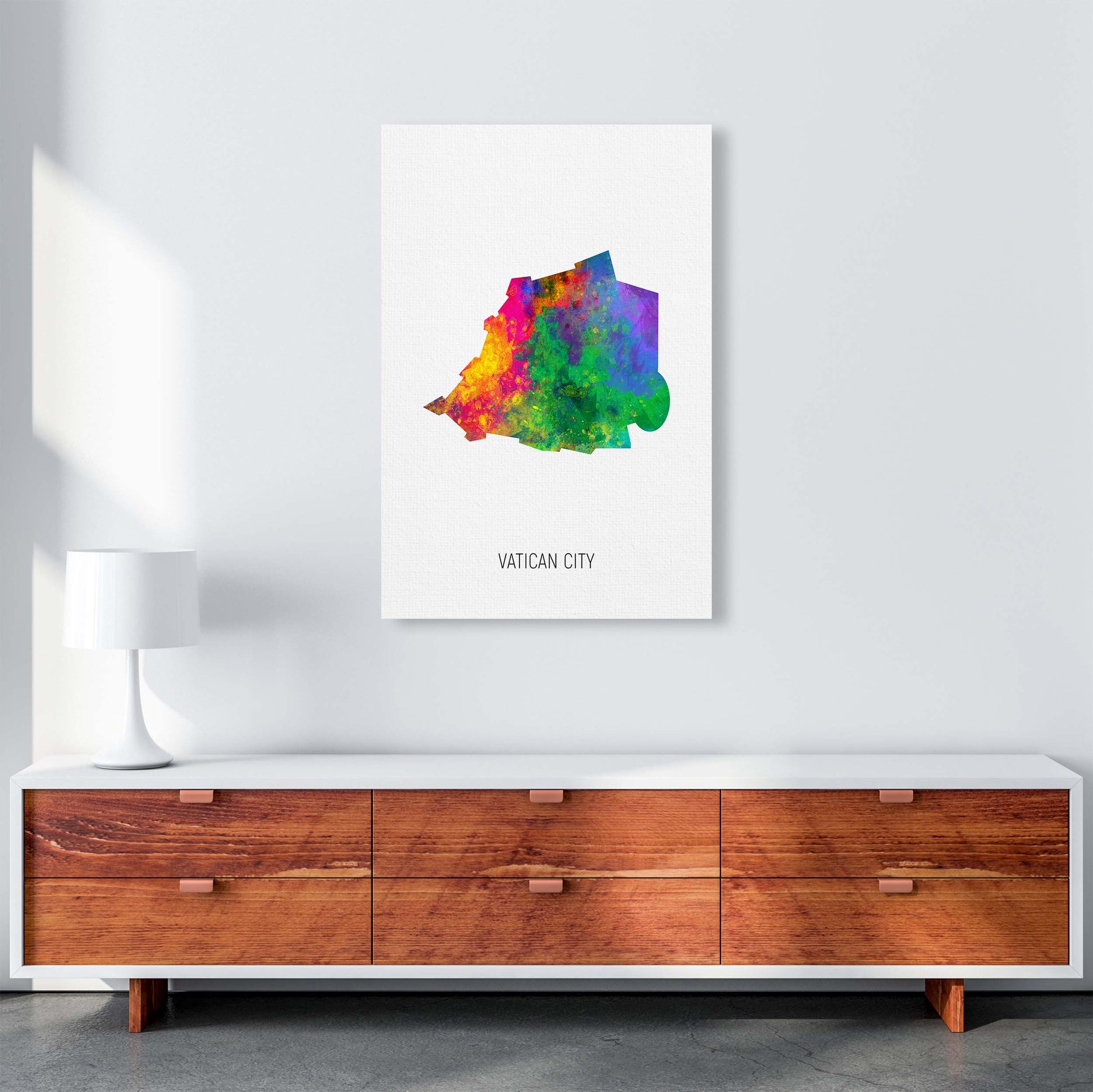 Vatican City Watercolour Map Art Print by Michael Tompsett A1 Canvas