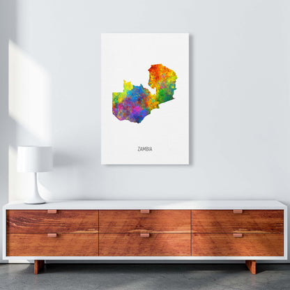 Zambia Watercolour Map Art Print by Michael Tompsett A1 Canvas