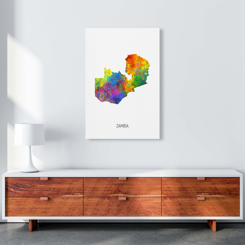 Zambia Watercolour Map Art Print by Michael Tompsett A1 Canvas