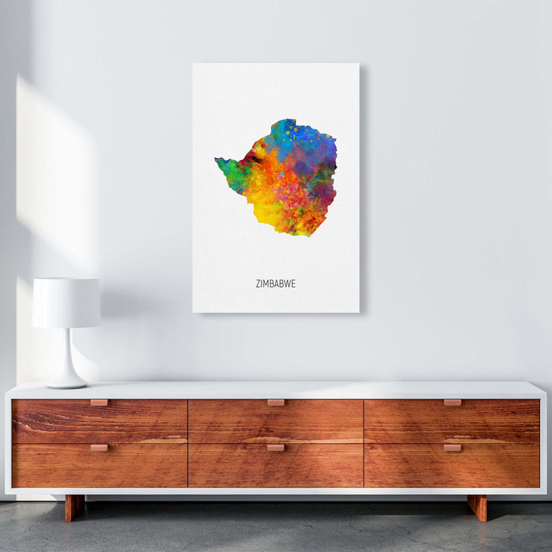 Zimbabwe Watercolour Map Art Print by Michael Tompsett A1 Canvas