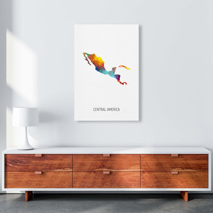 Central America Watercolour Map Art Print by Michael Tompsett A1 Canvas