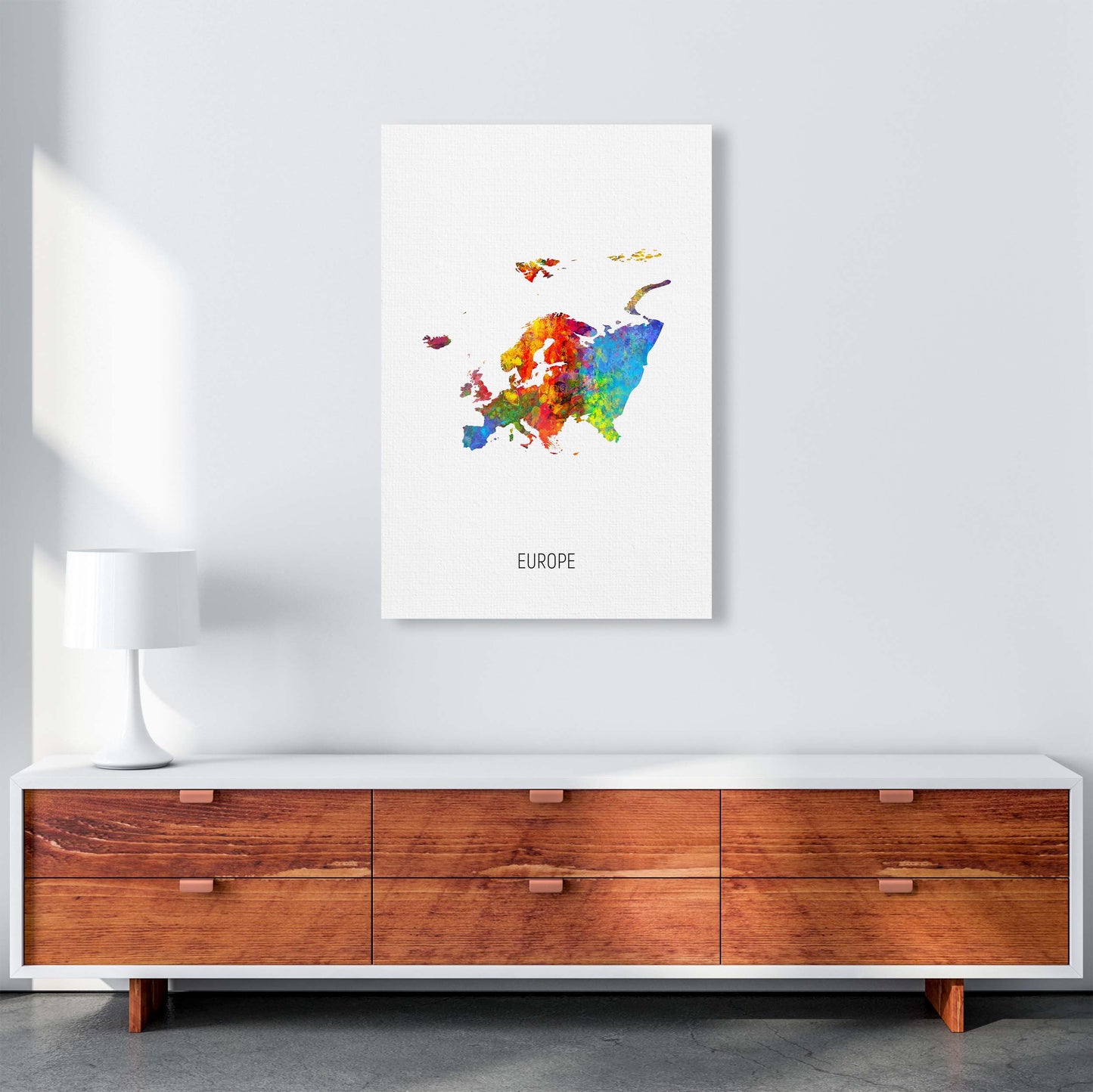 Europe Watercolour Map Art Print by Michael Tompsett A1 Canvas