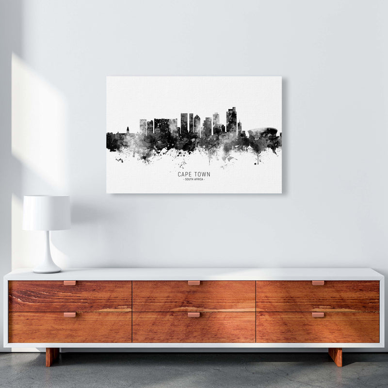 Cape Town South Africa Skyline Black White City Name  by Michael Tompsett A1 Canvas