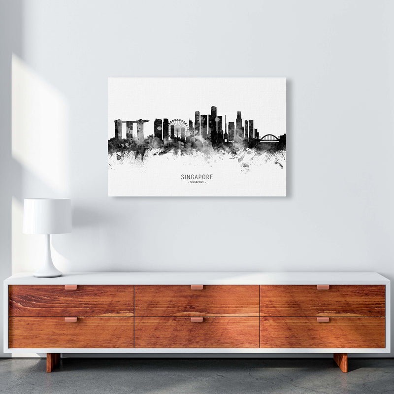 Singapore Singapore Skyline Black White City Name  by Michael Tompsett A1 Canvas