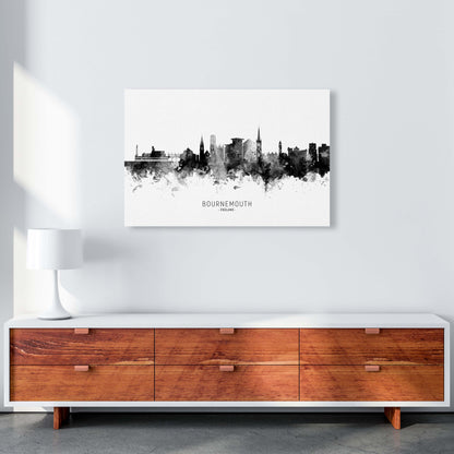 Bournemouth England Skyline Black White City Name  by Michael Tompsett A1 Canvas