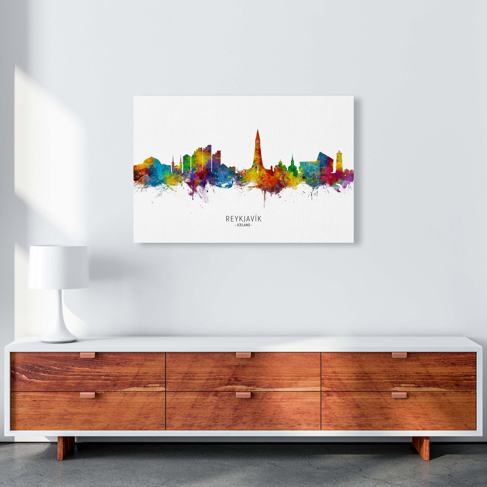 Reykjavik Iceland Skyline Art Print by Michael Tompsett A1 Canvas