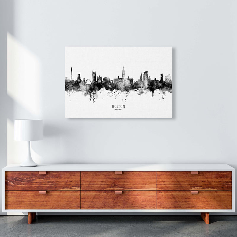 Bolton England Skyline Black White City Name  by Michael Tompsett A1 Canvas
