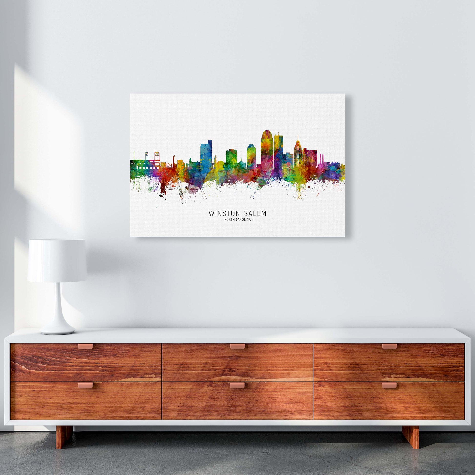Winston-Salem North Carolina Skyline  by Michael Tompsett A1 Canvas