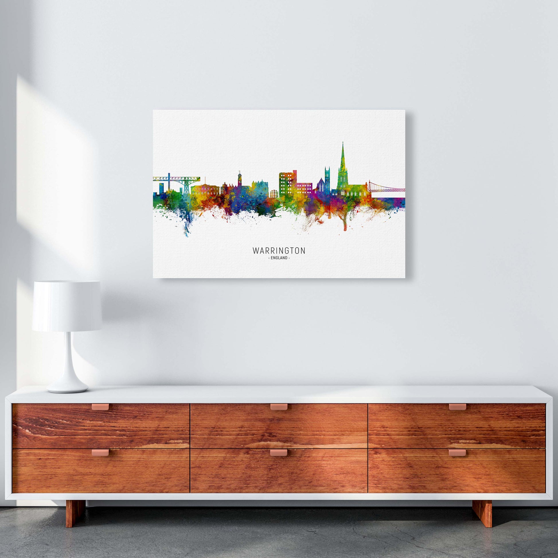 Warrington England Skyline Art Print by Michael Tompsett A1 Canvas