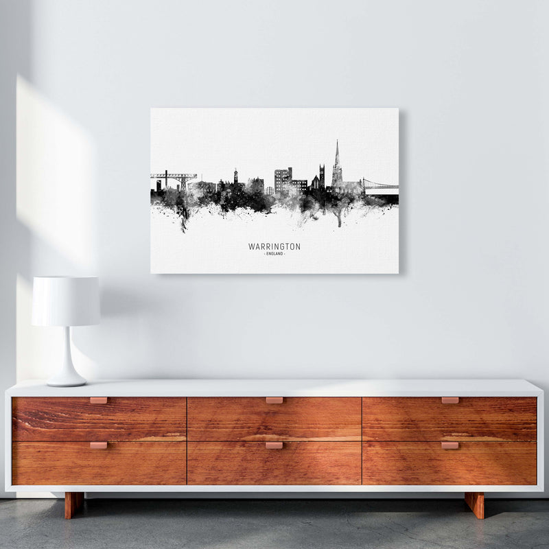Warrington England Skyline Black White City Name  by Michael Tompsett A1 Canvas