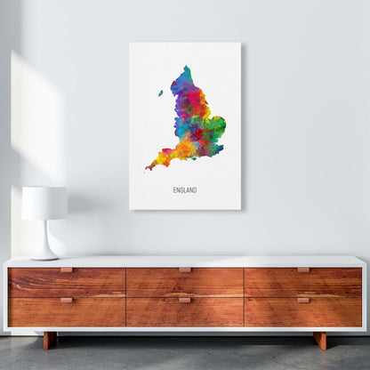 England Watercolour Map Art Print by Michael Tompsett A1 Canvas