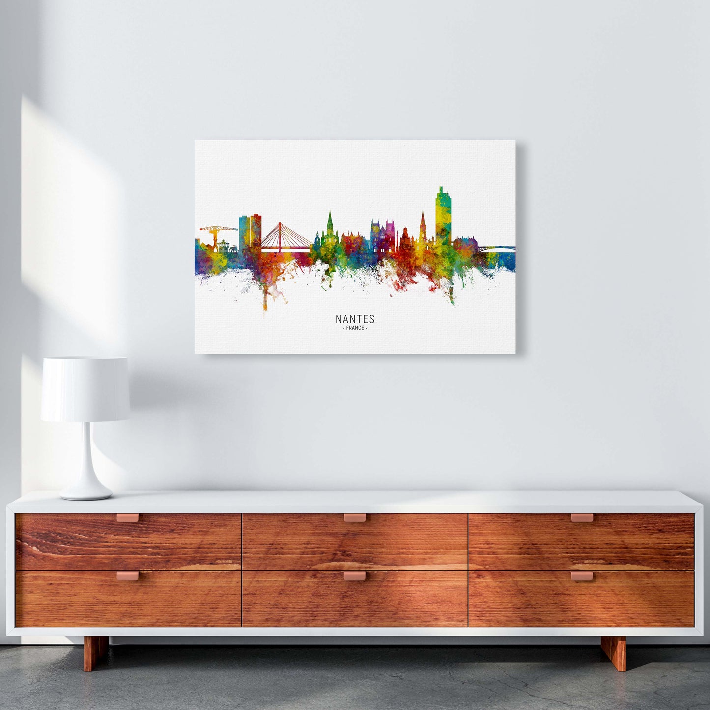 Nantes France Skyline Art Print by Michael Tompsett A1 Canvas