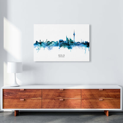 Berlin Deutschland Skyline Blue City Name  by Michael Tompsett A1 Canvas