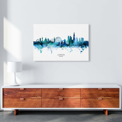 London England Skyline Blue City Name  by Michael Tompsett A1 Canvas