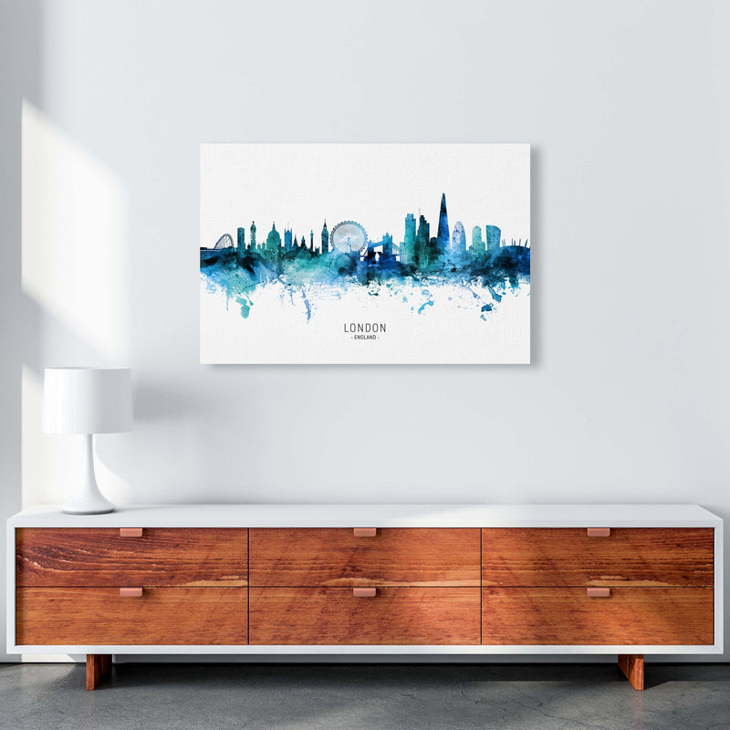 London England Skyline Blue City Name  by Michael Tompsett A1 Canvas