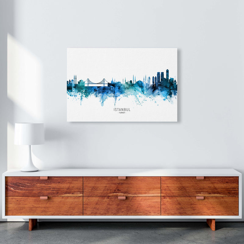 Istanbul Turkey Skyline Blue City Name  by Michael Tompsett A1 Canvas