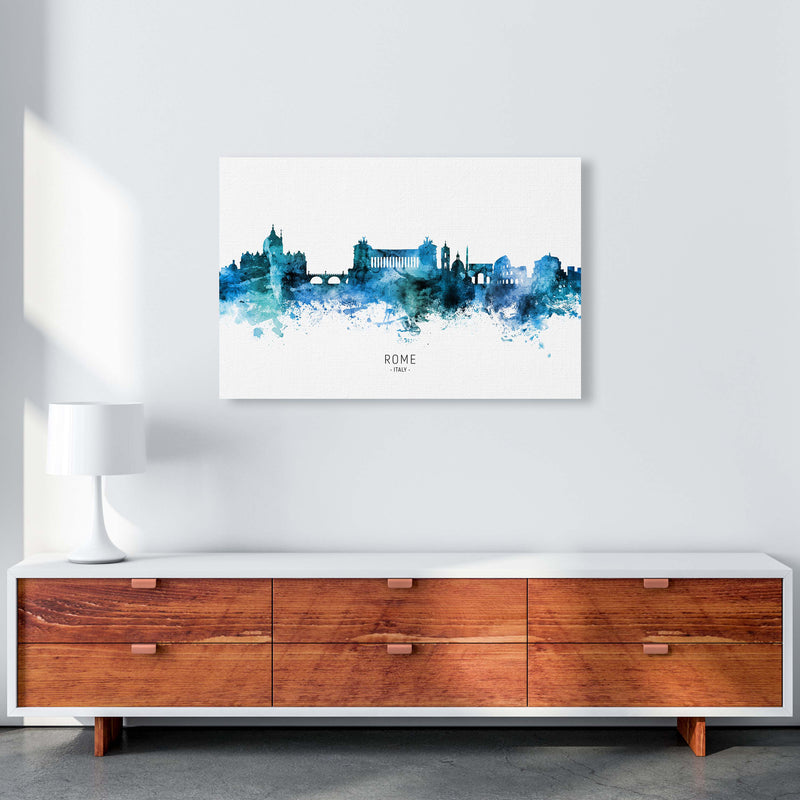 Rome Italy Skyline Blue City Name Print by Michael Tompsett A1 Canvas