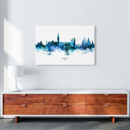 Venice Italy Skyline Blue City Name Print by Michael Tompsett A1 Canvas