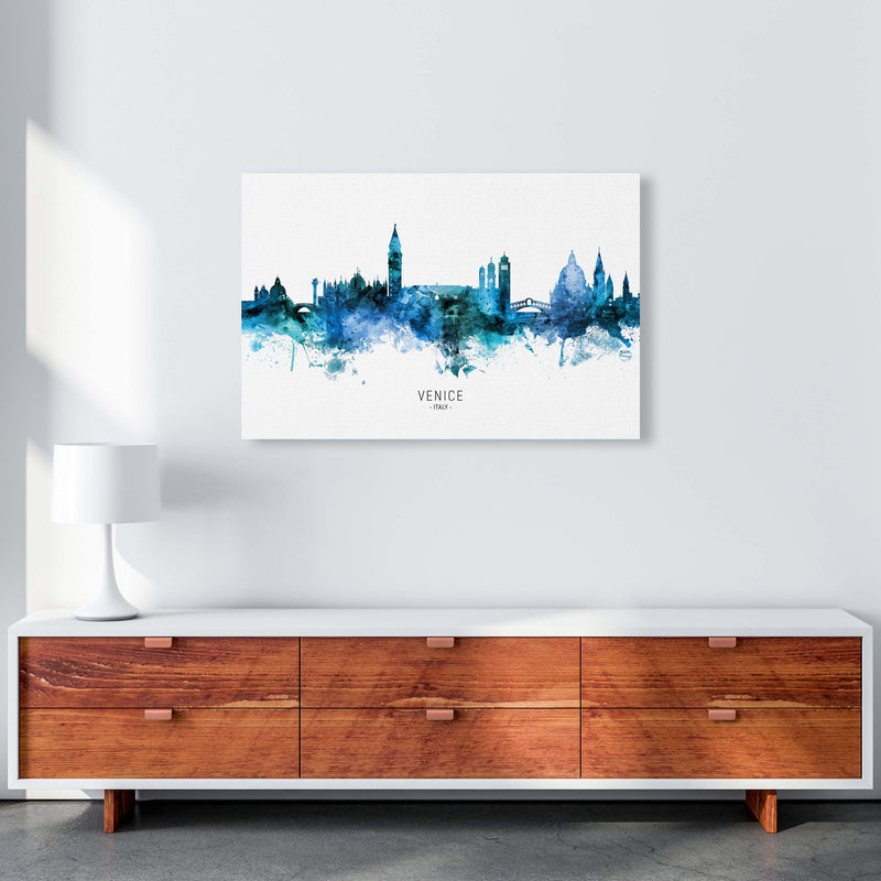 Venice Italy Skyline Blue City Name Print by Michael Tompsett A1 Canvas