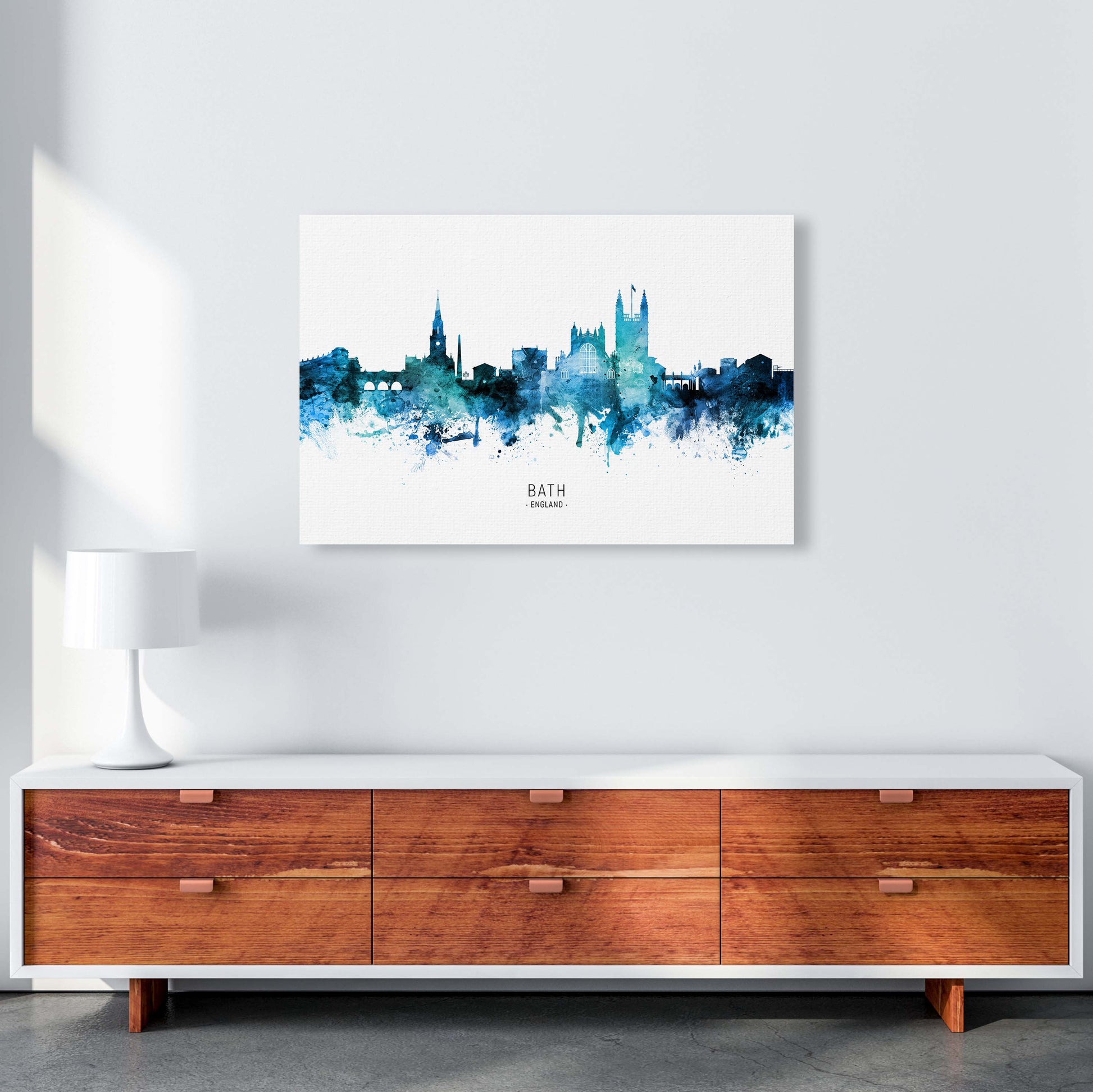 Bath England Skyline Blue City Name Print by Michael Tompsett A1 Canvas