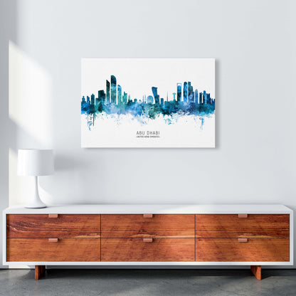 Abu Dhabi United Arab Emirates Skyline Blue City Name  by Michael Tompsett A1 Canvas