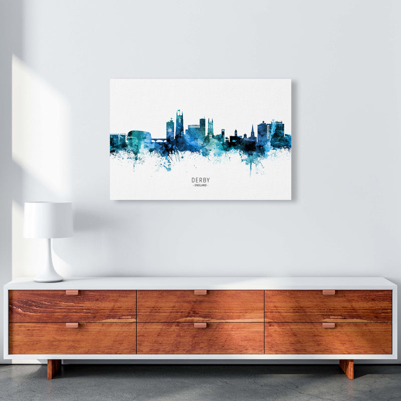 Derby England Skyline Blue City Name  by Michael Tompsett A1 Canvas