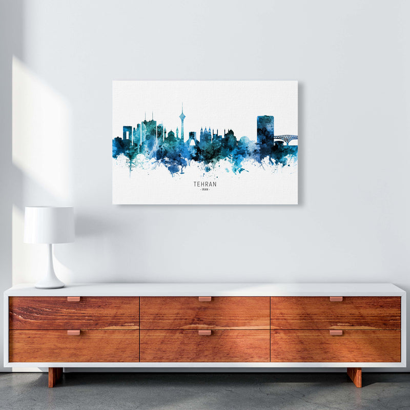 Tehran Iran Skyline Blue City Name Print by Michael Tompsett A1 Canvas