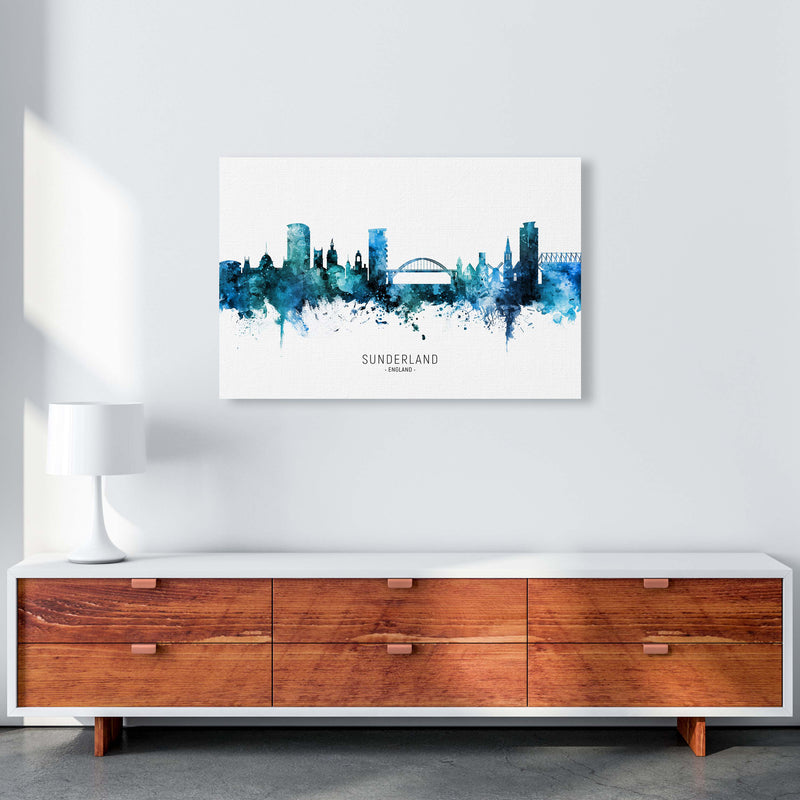 Sunderland England Skyline Blue City Name  by Michael Tompsett A1 Canvas