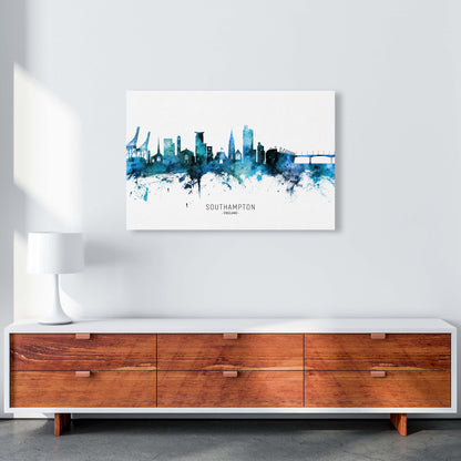 Southampton England Skyline Blue City Name  by Michael Tompsett A1 Canvas