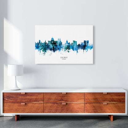 Galway Ireland Skyline Blue City Name  by Michael Tompsett A1 Canvas