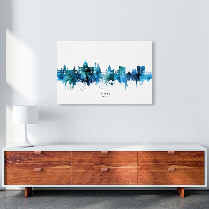 Galway Ireland Skyline Blue City Name  by Michael Tompsett A1 Canvas