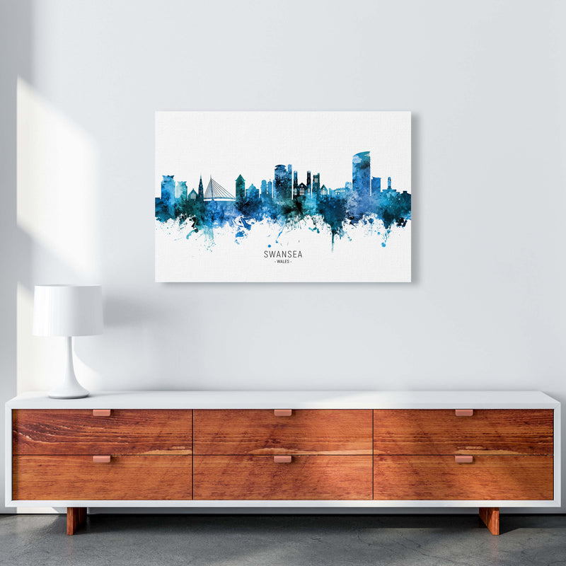Swansea Wales Skyline Blue City Name  by Michael Tompsett A1 Canvas