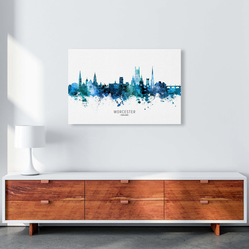 Worcester England Skyline Blue City Name  by Michael Tompsett A1 Canvas
