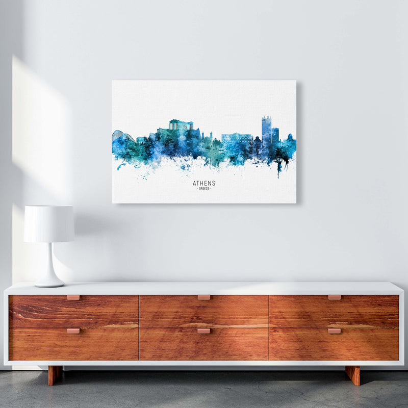 Athens Greece Skyline Blue City Name  by Michael Tompsett A1 Canvas