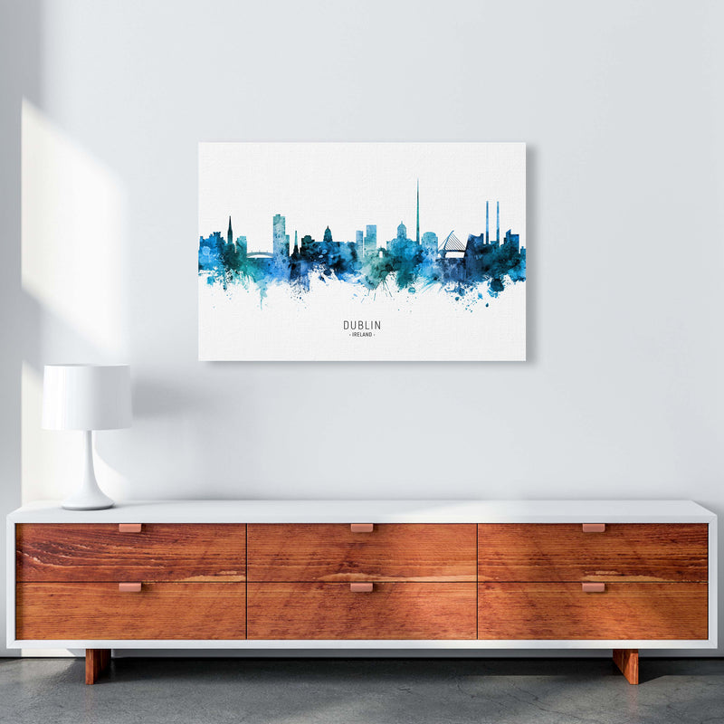 Dublin Ireland Skyline Blue City Name  by Michael Tompsett A1 Canvas