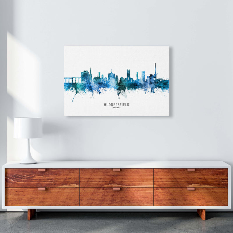 Huddersfield England Skyline Blue City Name  by Michael Tompsett A1 Canvas