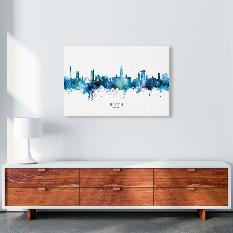 Bolton England Skyline Blue City Name  by Michael Tompsett A1 Canvas
