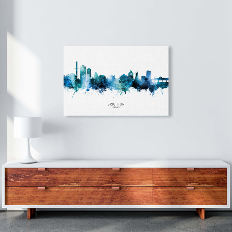 Brighton England Skyline Blue City Name  by Michael Tompsett A1 Canvas
