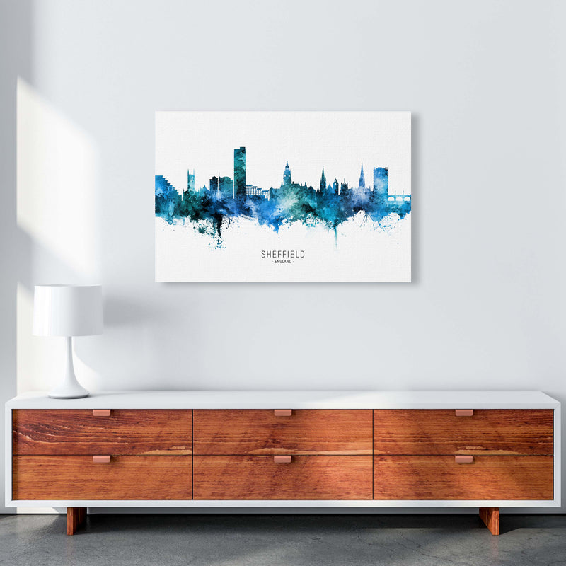 Sheffield England Skyline Blue City Name  by Michael Tompsett A1 Canvas