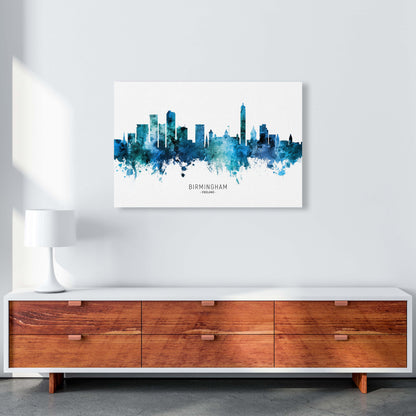 Birmingham England Skyline Blue City Name  by Michael Tompsett A1 Canvas