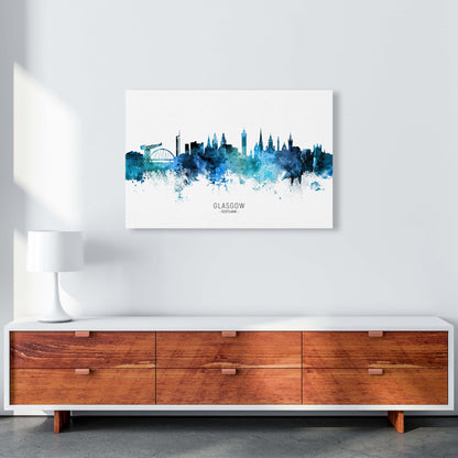Glasgow Scotland Skyline Blue City Name  by Michael Tompsett A1 Canvas